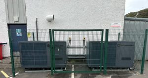 Two heat pumps outside Duns Swimming Pool